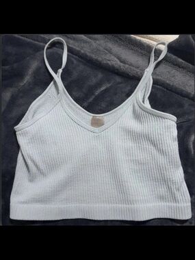 Boutine LA Light Blue Ribbed V-Neck Crop Camisole